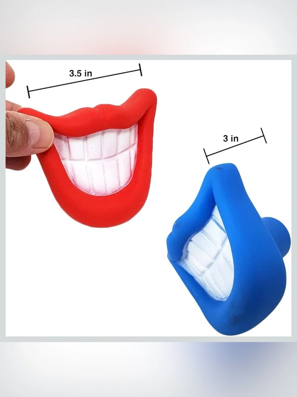 Smiling red mouth dog chew toy